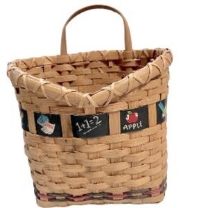 School Teacher Wicker Hanging Wall Pocket Woven Basket 6 x 7 x 6 inches